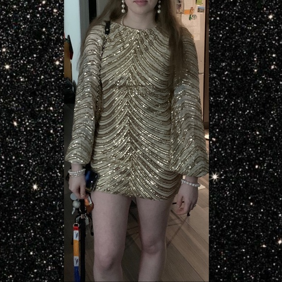 Gold Sequin Mini Dress - Picture 6 of 6
